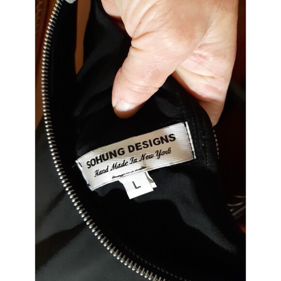 Sohung Designs Women's Size L Black Dress w/ Silver Wire Embellishments Rosettes - Picture 4 of 9